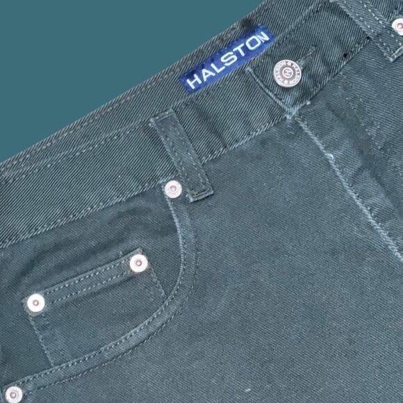 NWOT Halston Jeanswear Size 12 Dark Green Capri Denim Jeans Size 28 #92 - Picture 2 of 5